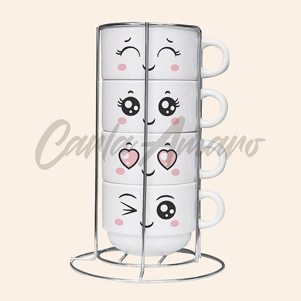 Torre de Xícaras Personalizadas | Opções com 2 ou 4 Unidades