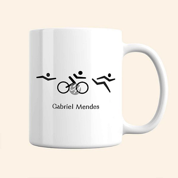 Caneca de Esportes Personalizada | Caneca de Triatlon Masculina | Linha Fitness