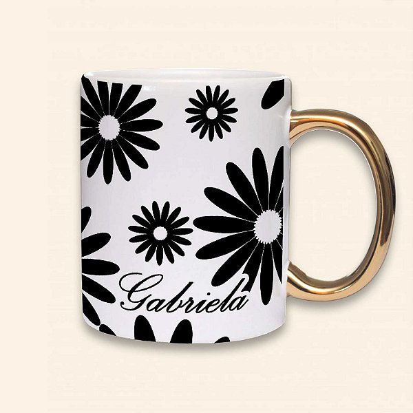 Coleção Elegance | Caneca Personalizada de Alça Cromada | Carla Amaro Home