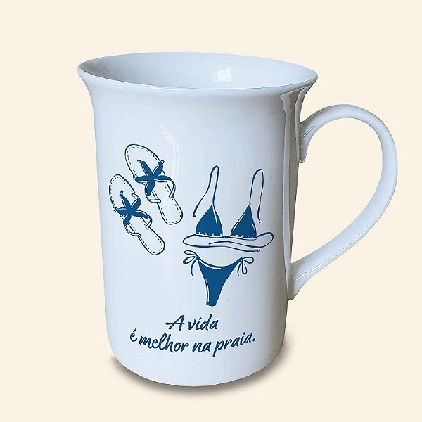 Caneca Personalizada de Porcelana | A Vida é melhor na Praia