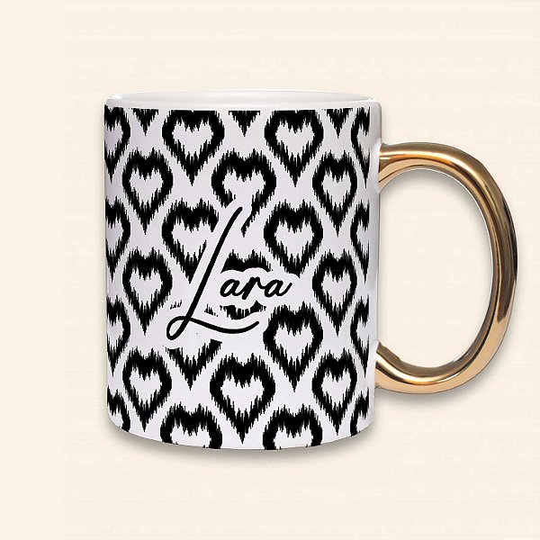 Coleção Elegance | Caneca Personalizada de Alça Cromada | Carla Amaro Home