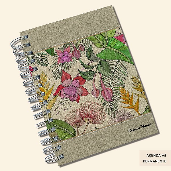 Agenda Permanente Personalizada A5 | Capa Ecológica Texturizada | Estampas Femininas | Carla Amaro Home