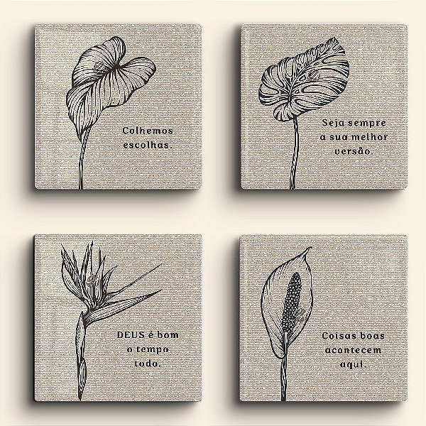 Kit de 4 Azulejos Personalizados 20 cm | Coleção Tropical | Carla Amaro Home