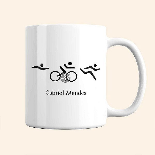 Caneca de Esportes Personalizada | Caneca de Triatlon Masculina | Linha Fitness