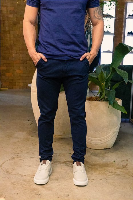 Calça Tommy Hilfiger Sarja Slim Fit Azul Marinho - New Man Store | Moda  Masculina