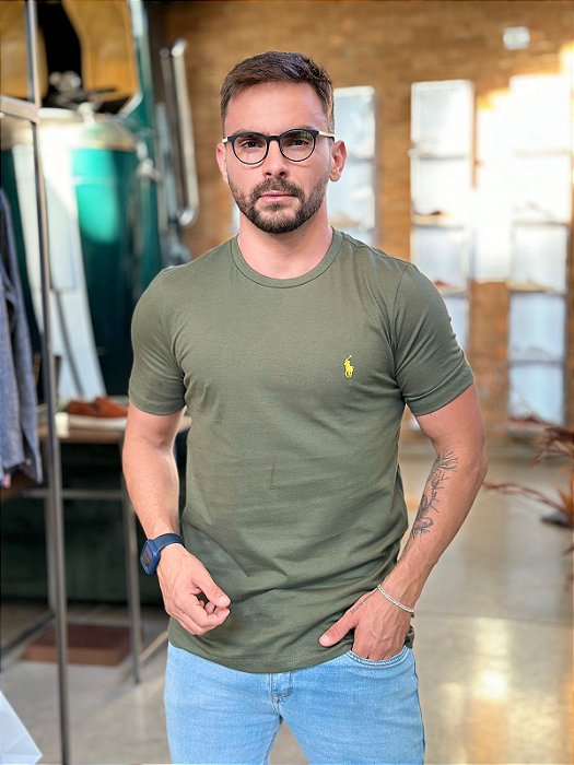 Camiseta RL Custom Fit Algodão Verde Musgo