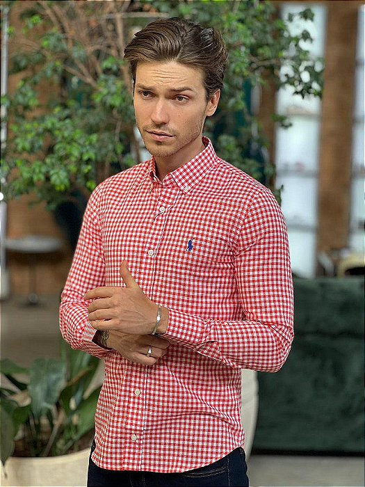 Camisa RL Manga Longa Xadrez Vermelho e Branco - New Man Store