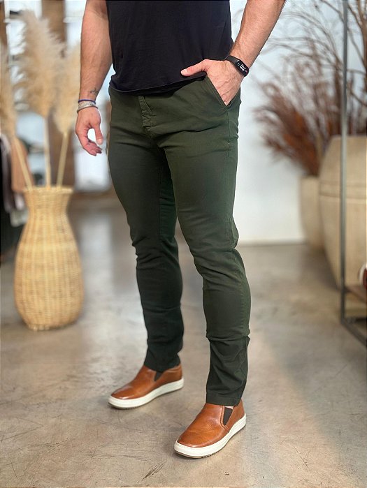 Calça Sarja RL Chino Stretch Slim Fit Cinza - Mod Store