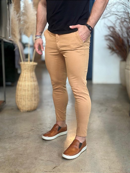 Calça Sarja RL Chino Stretch Slim Fit Marrom