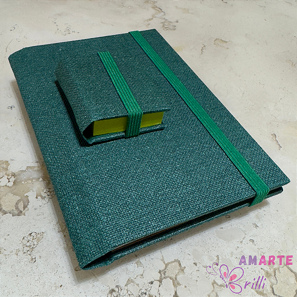 Kit Caderno Brochura A6 e Porta Post It - Folhas Lisas