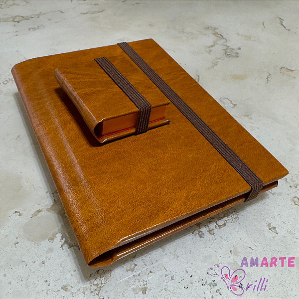 Kit Caderno Brochura A6 e Porta Post It - Folhas Lisas