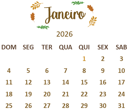 Arquivo digital calendário 2026