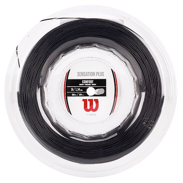 Corda para Raquete de Tênis Wilson Sensation Plus, 1.34mm - Preta