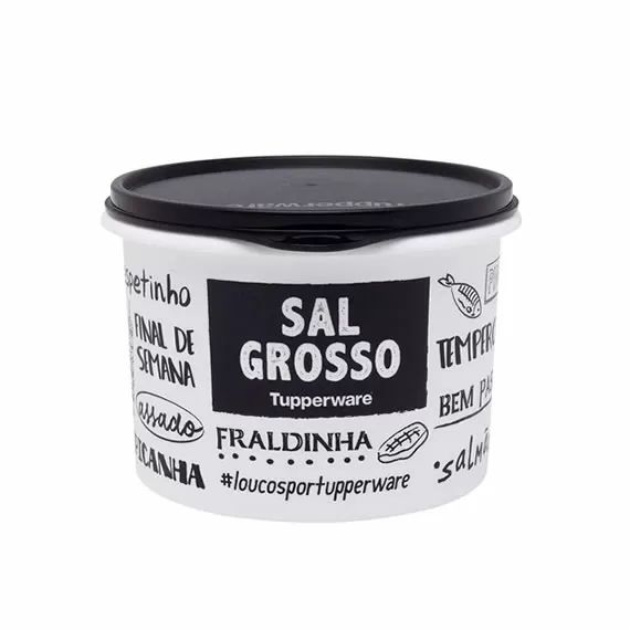 Tupper Caixa Sal Grosso Preto e Branca 1 kg / 1,1 L