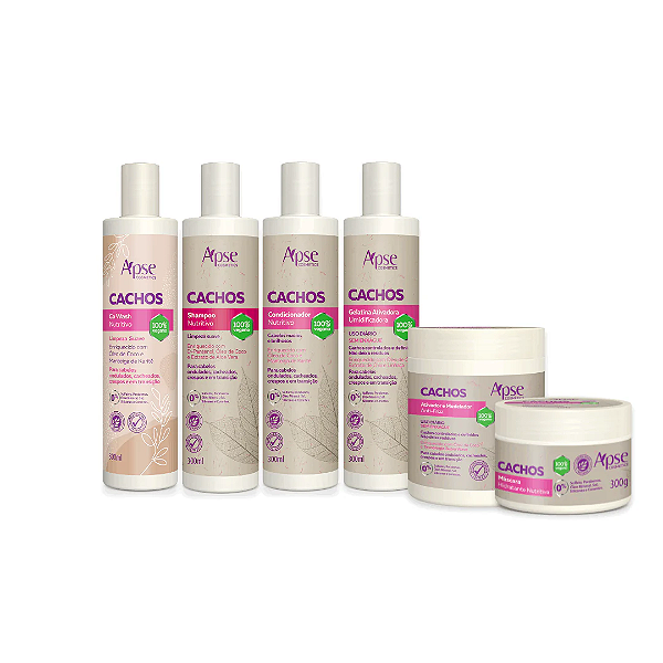 Kit Cachos - Shampoo, Co Wash, Condicionador, Gelatina, Máscara e Ativador (6 ITENS) - Apse