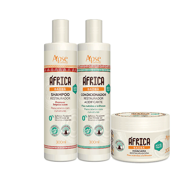 Kit África Baobá - Shampoo, Condicionador e Máscara (3 ITENS) - Apse