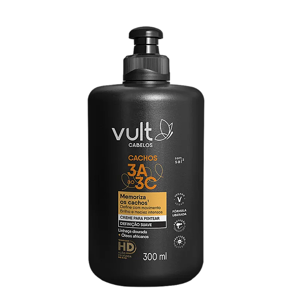 Creme de Pentear Definição Intensa - Cabelos Cachos 3A a 3C - Vult - 300ml