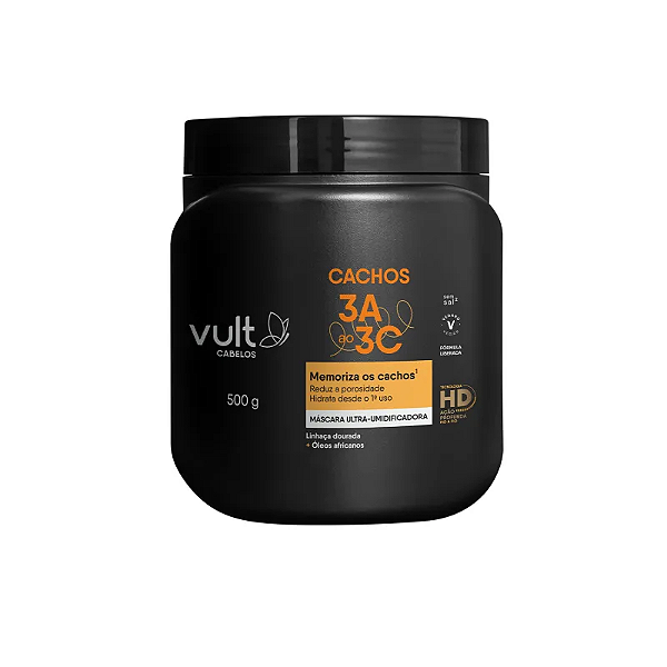 Máscara Capilar - Ultra-Umidificadora - Cabelos Cachos 3A a 3C - Vult - 500g
