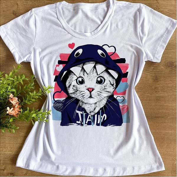 T-Shirt Gato Jaqueta Azul