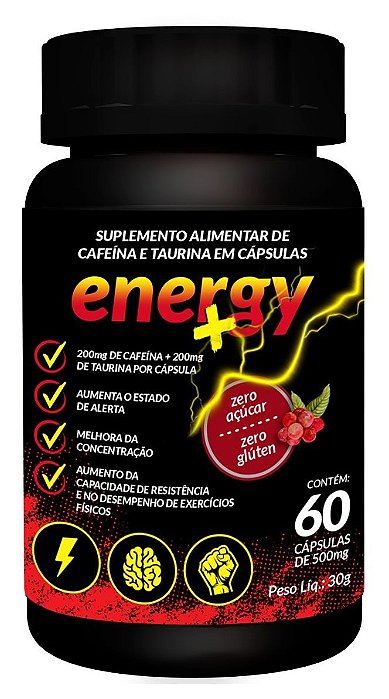 Energy+ (Cafeína + Taurina) - 60 Cápsulas