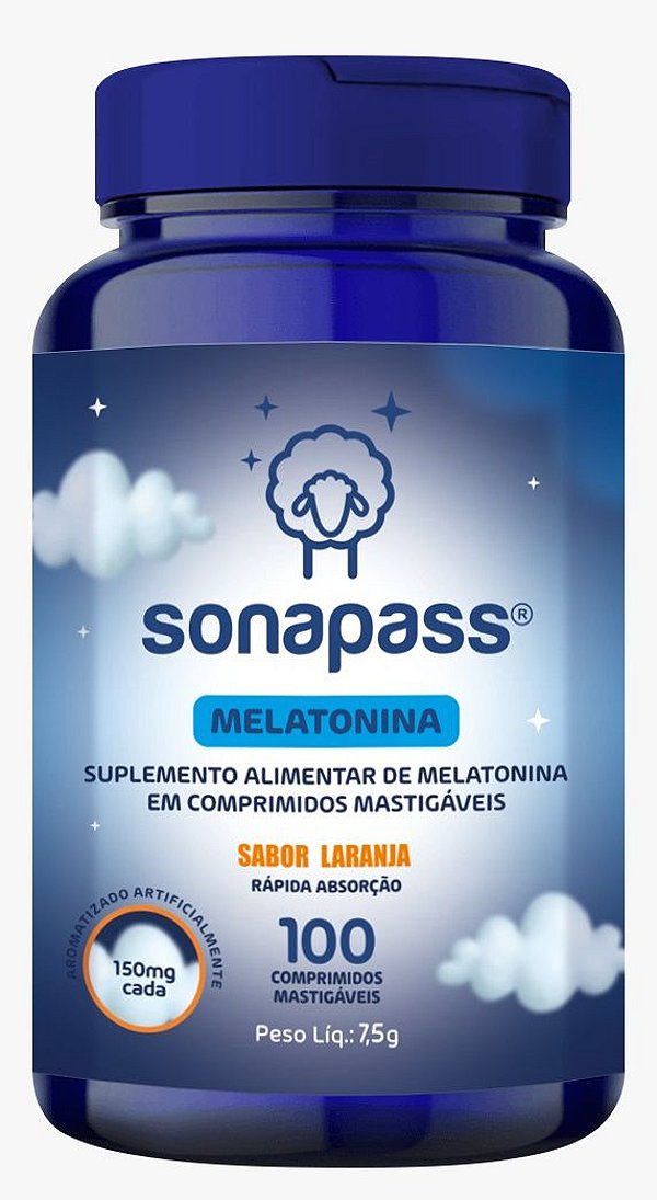 Sonapass Melatonina - 100 comprimidos sabor laranja