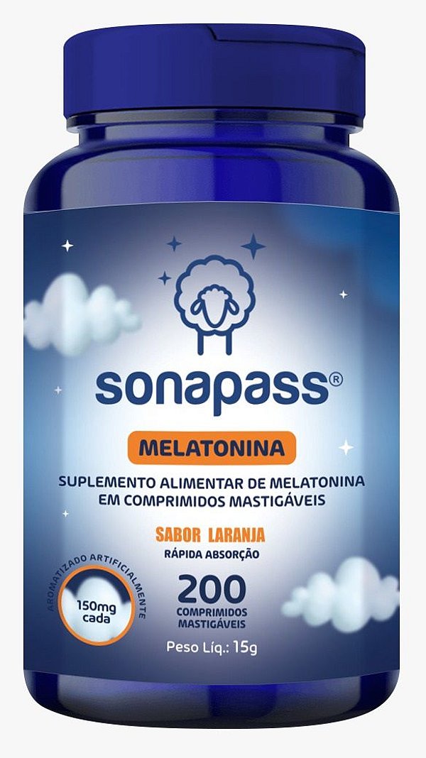 Sonapass Melatonina - 200 Comprimidos Sabor Laranja