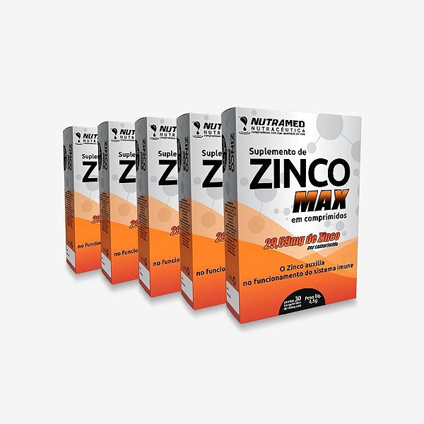 Zinco MAX - 30 Comprimidos - Kit 5 unidades