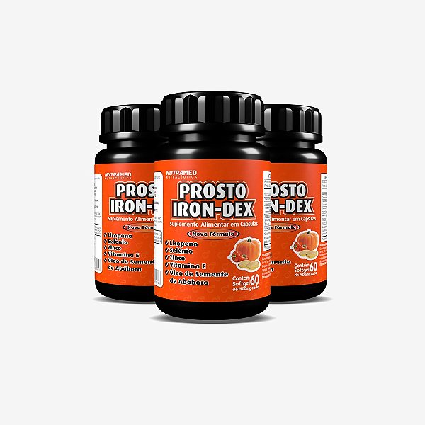 Prosto Iron-Dex - Óleo de Semente de Abóbora + Vit E - 60 Cápsulas - Kit 3 unidades