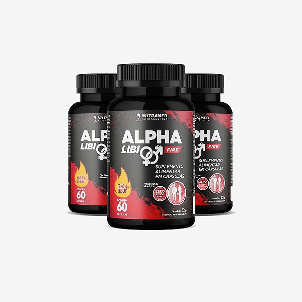 Alpha Libi Fire (Feno Grego + Vit + Min) - 60 cápsulas - Kit 3 Unidades