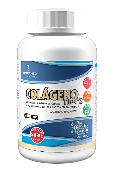 Colágeno Tipo 2 + Ômega 3 + Vitamina D3 - 30 Cápsulas