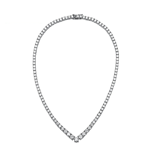 Colar Riviera Moissanite Degradê em V de 3mm