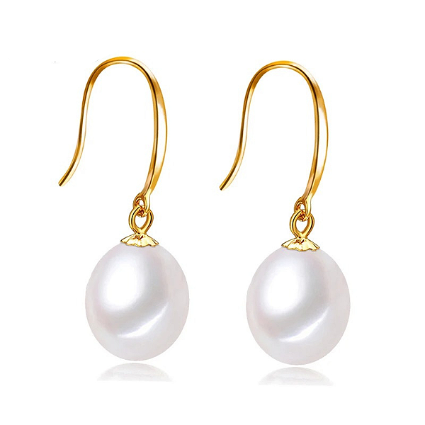 Brinco Gancho de Pérolas, Ouro Amarelo 18k