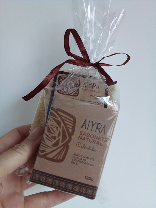 KIT SABONETE CORPORAL DE CALÊNDUA E BUCHA VEGETAL