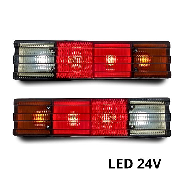 Par Lanterna Traseira Mercedes 1620 LED Fumê BR 24V Lantersul