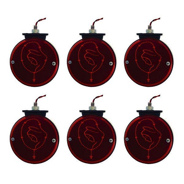 Kit 6 Lanternas Maria Smart Nossa Senhora Terço Base Preta Lantersul