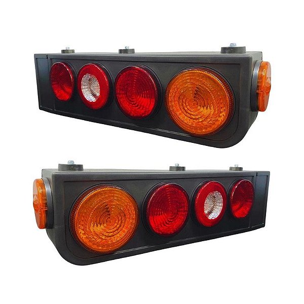 Par Lanterna Traseira Caminhão LED Bivolt Com Aba H3