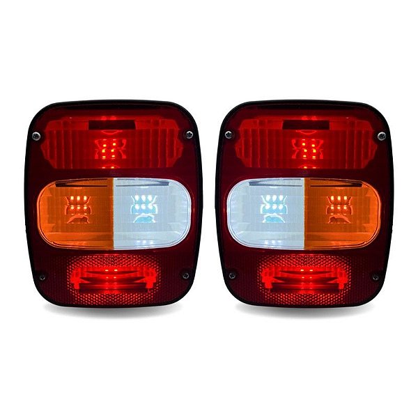 Par Lanterna Traseira LED Ford Volks Euro 5 Cristal Branco 24V Lantersul
