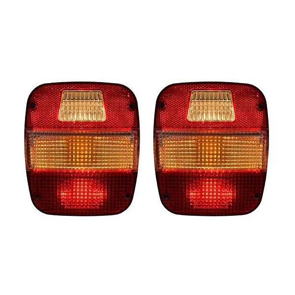 Par Lanterna Traseira LED Ford Volks Marmitão Cristal Metalizada 12V Lantersul