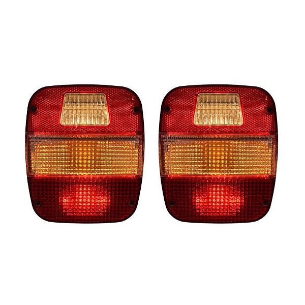 Par Lanterna Traseira LED Ford Volks Marmitão Cristal Metalizada 24V Lantersul