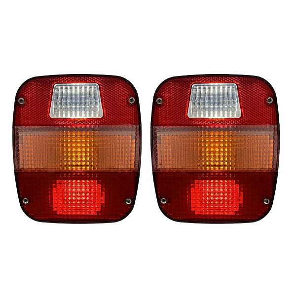 Par Lanterna Traseira LED Ford Volks Marmitão Cristal Branco 24V Lantersul