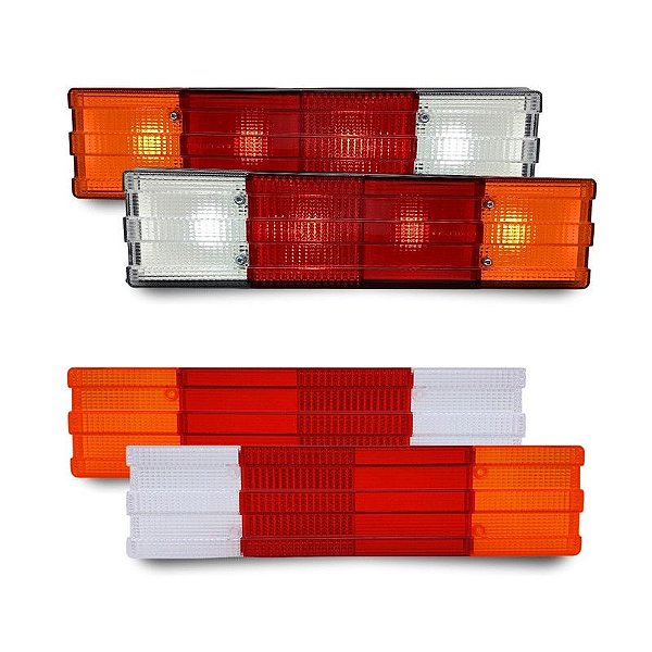 Par Lanterna Traseira LED 24V Mercedes BR + Par de Lente de Reposição Lantersul