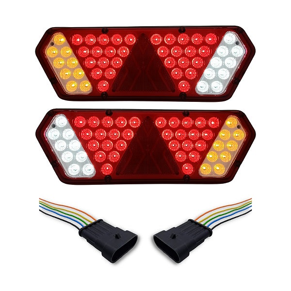 Par Lanterna Traseira Guerra Motion White Rubi LED 12/24v com Chicote Lantersul
