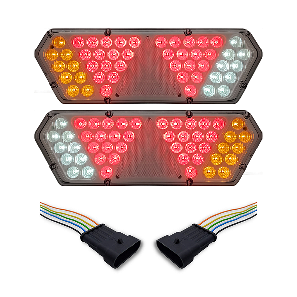 Par Lanterna Traseira Guerra Motion White Cristal LED 12/24v com Chicote Lantersul