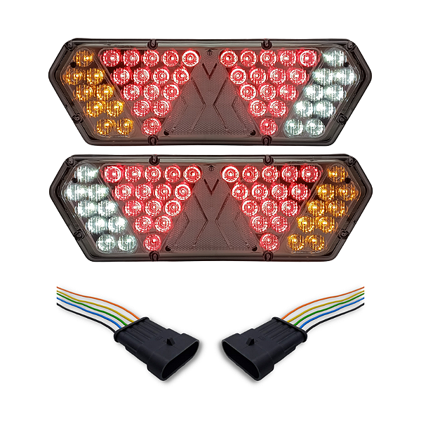 Par Lanterna Traseira Guerra Motion Silver Cristal LED 12/24v com Chicote Lantersul