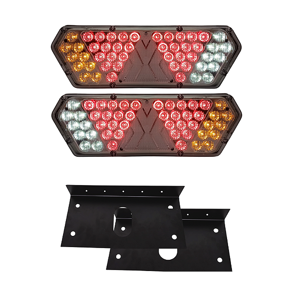 Par Lanterna Traseira Guerra Motion Silver Cristal LED 12/24v + Par de Suportes Lantersul