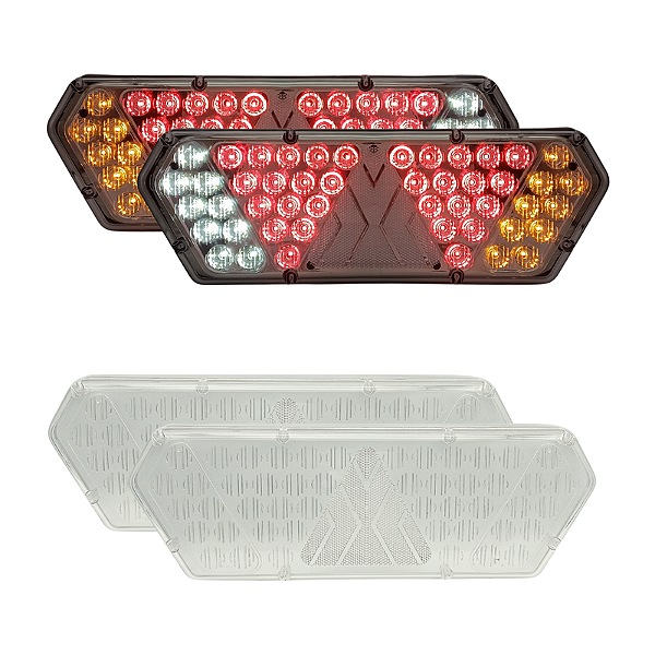 Par Lanterna Traseira Guerra Motion Silver Cristal LED 12/24v + Par de Lentes Lantersul