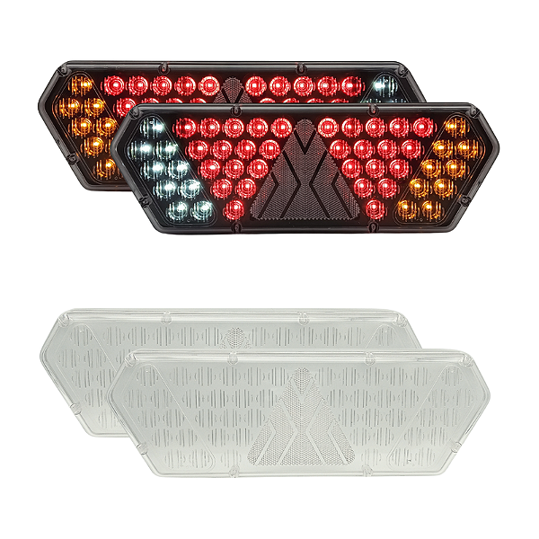 Par Lanterna Traseira Guerra Motion Black Cristal LED 12/24v + Par de Lentes Lantersul