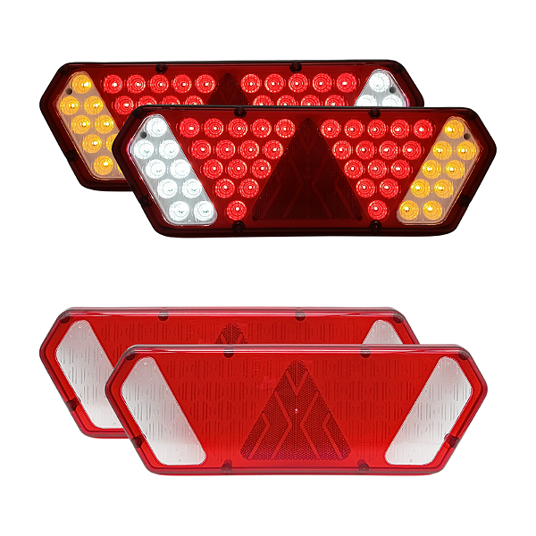 Par Lanterna Traseira Guerra Motion White Rubi LED 12/24v + Par de Lentes Lantersul