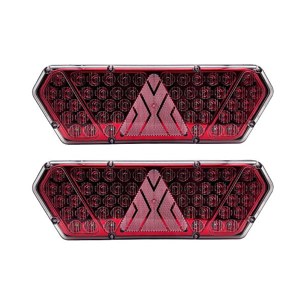 Par Lanterna Traseira Guerra Motion Red Cristal Caminhão Carreta LED 12/24v Lantersul