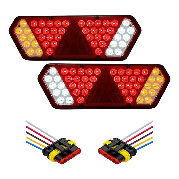 Par Lanterna Traseira Guerra Motion White Rubi LED 12/24v com Conector e Chicotes Lantersul